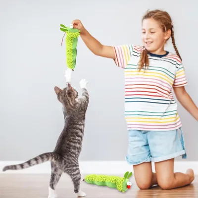 UAMLY Jouet en peluche pour chat en forme de chenille