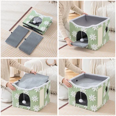 Lit pliable pour chat avec griffoir