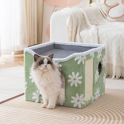 Lit pliable pour chat avec griffoir