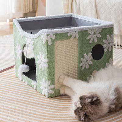 Lit pliable pour chat avec griffoir