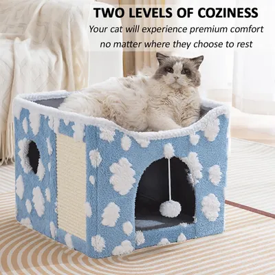 Lit pliable pour chat avec griffoir