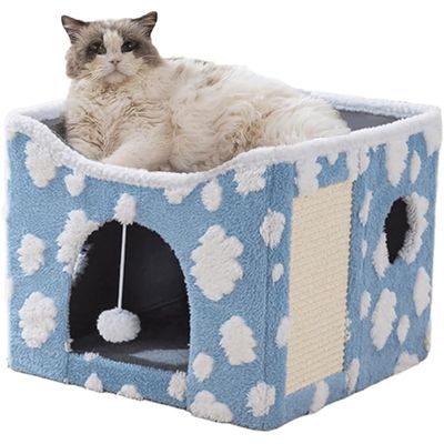 Lit pliable pour chat avec griffoir