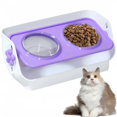 Gamelle double pour chat, réglable en hauteur Gamelle double pour chat, réglable en hauteur