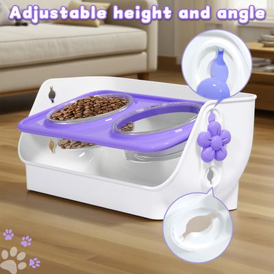 Gamelle double pour chat, réglable en hauteur
