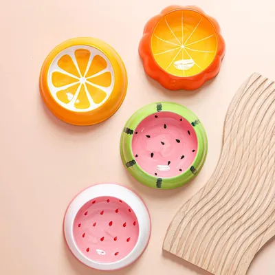 Gamelle en céramique pour chat - orange