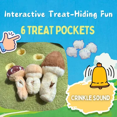 Coussin pour chat décor champignon