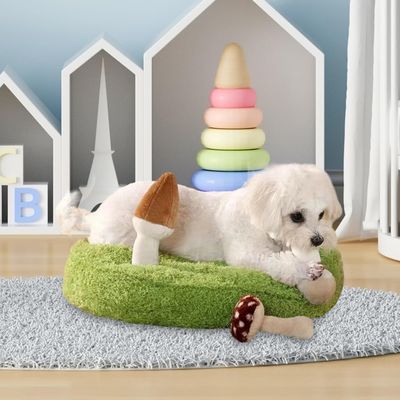Coussin pour chat décor champignon