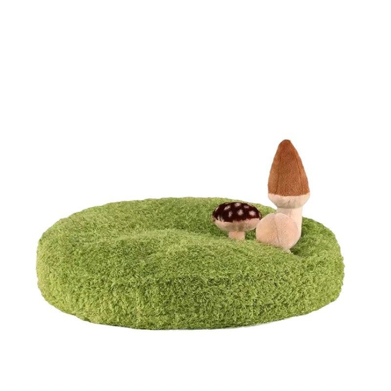 Coussin pour chat décor champignon