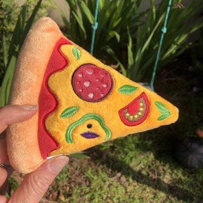 Jouet pour chien en forme de tranche de pizza, peluche couinante