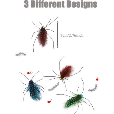 UAMLY Juguetes de plumas para gatitos, insectos artificiales