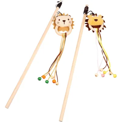 UAMLY Peluche chat teaser avec manche en bois UAMLY Peluche chat teaser avec manche en bois