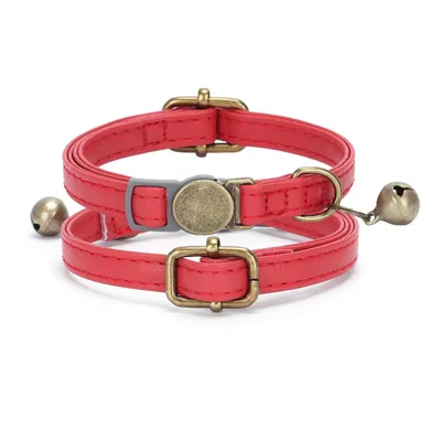 Collier pour chat en cuir de style rétro