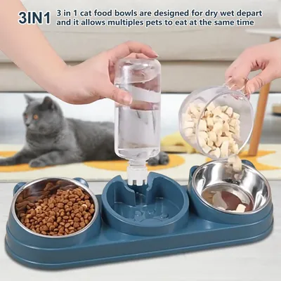Ensemble de bols d'eau et de nourriture pour chat 3 en 1