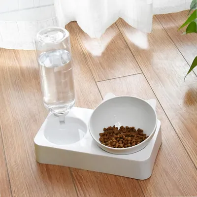 Mangeoire et abreuvoir pour chat avec distributeur d'eau automatique Mangeoire et abreuvoir pour chat avec distributeur d'eau automatique