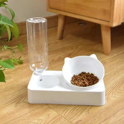 Mangeoire et abreuvoir pour chat avec distributeur d'eau automatique Mangeoire et abreuvoir pour chat avec distributeur d'eau automatique