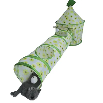 Tente tunnel interactive pliable pour chat