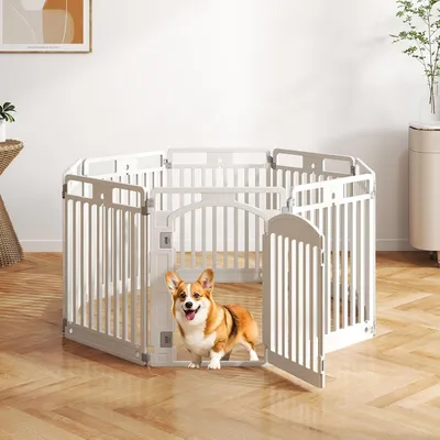 GIANTEX Parc pour Chien Pliable en Plastique,Forme Personnalisé