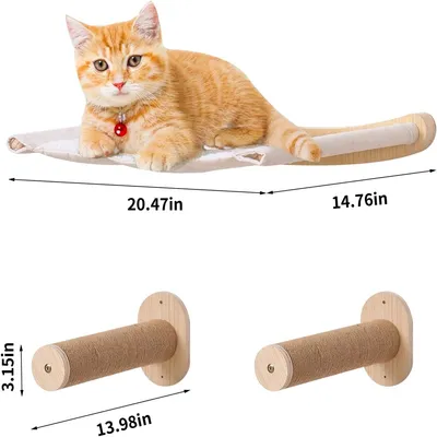 IntiMeg Soporte de pared para gatos, dos escalones + cama para gatos