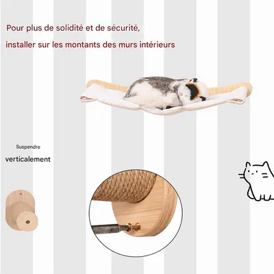 IntiMeg Support mural pour chat,Deux marches + lit pour chat