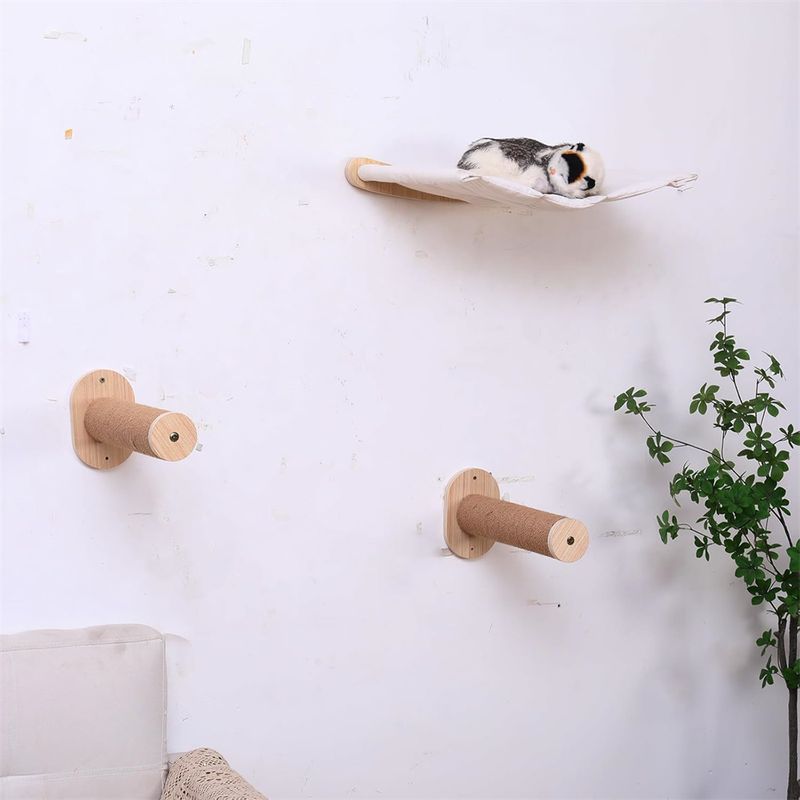 IntiMeg Support mural pour chat,Deux marches + lit pour chat