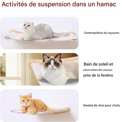 IntiMeg Soporte de pared para gatos, dos escalones + cama para gatos