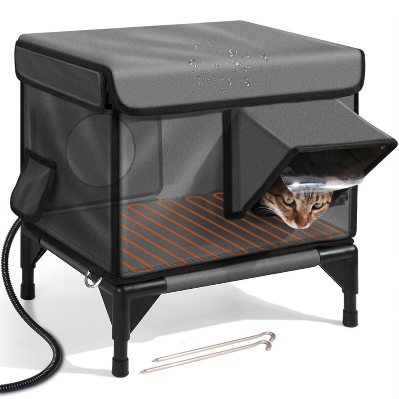 IntiMeg Niche d'Extérieur Chauffante pour Chat,étanche à l'eau
