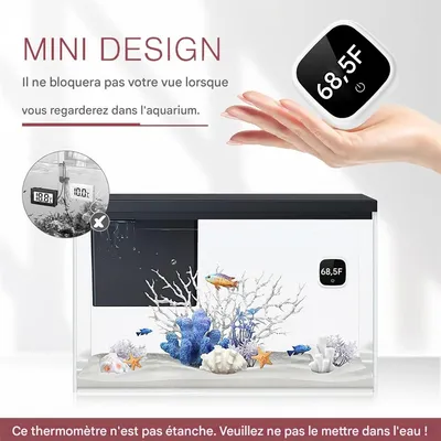 IntiMeg Thermomètre Numérique pour Aquarium - Fahrenheit
