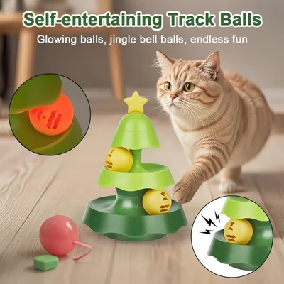 FurryFusion Jouet interactif pour chat en forme d'arbre de Noël