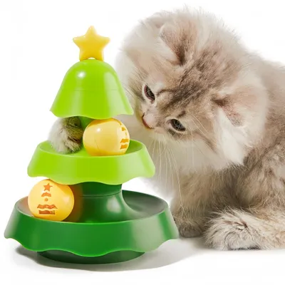 FurryFusion Jouet interactif pour chat en forme d'arbre de Noël
