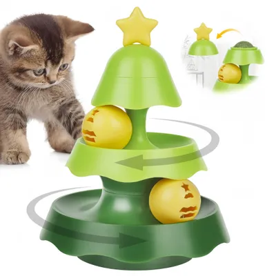 FurryFusion Jouet interactif pour chat en forme d'arbre de Noël