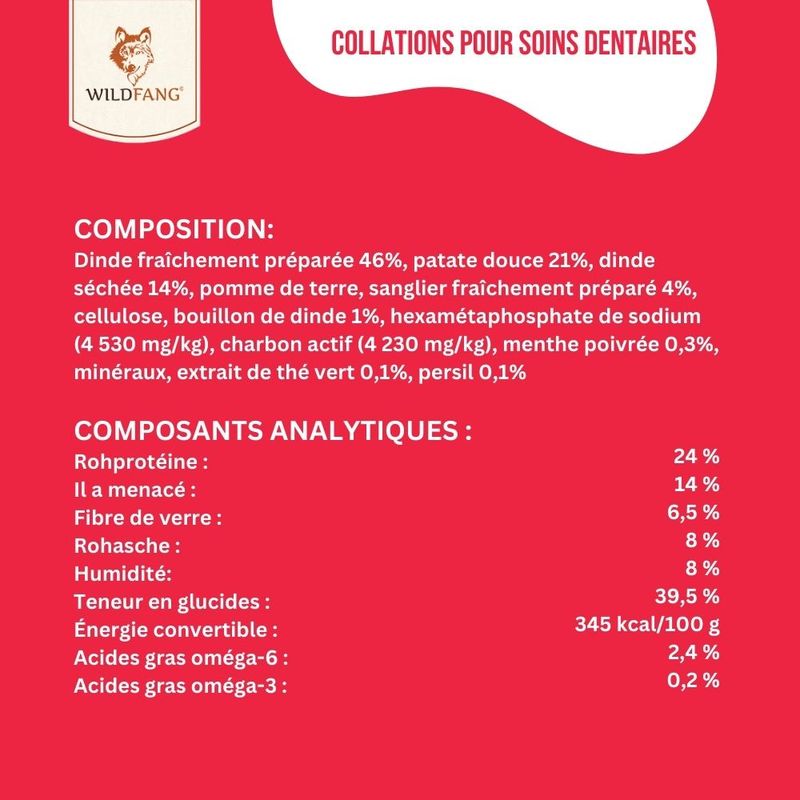 Wildfang® Snacks fonctionnels pour soins dentaires pour chiens