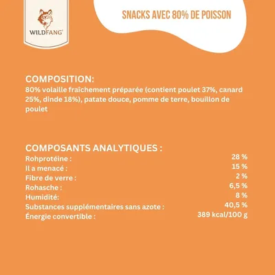 Wildfang® Snacks sans céréales à 80% de volaille pour chiens