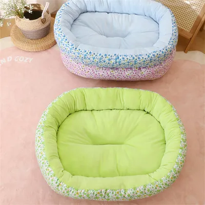 IntiMeg Panier pour Chien et Chat-Petites fleurs vertes