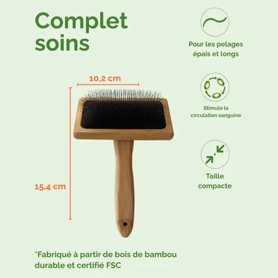 Brosse pour chiens à longs picots – Bois de bambou durable