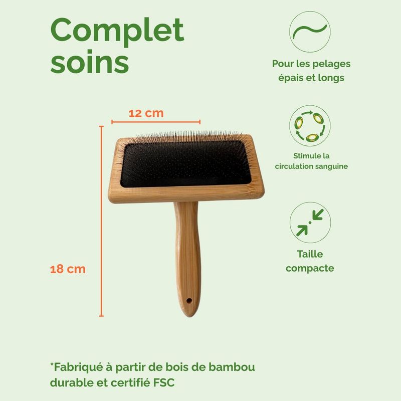 Brosse pour chiens à longs picots – Bois de bambou durable