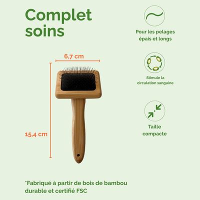Brosse pour chiens à longs picots – Bois de bambou durable