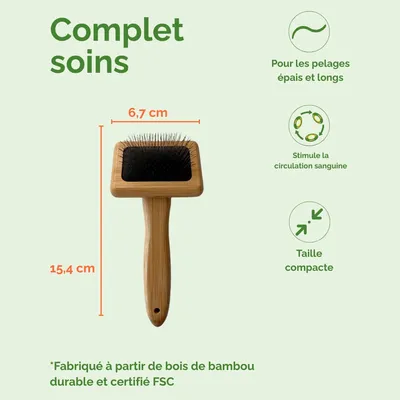 Brosse pour chiens à longs picots – Bois de bambou durable