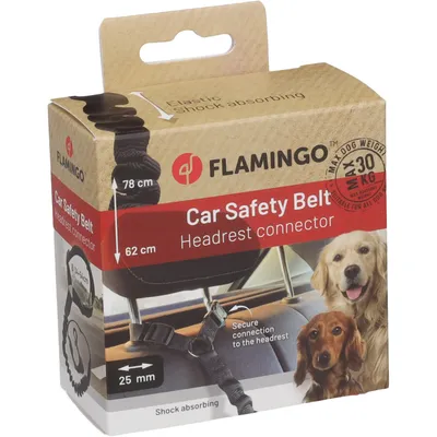 Flamingo - Laisse de voiture Ramone Noir M pour chien max 30 kg