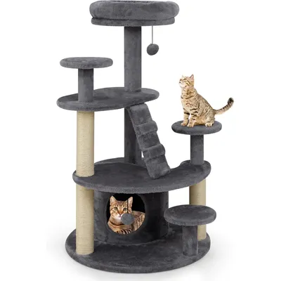 GIANTEX Arbre a Chat à Plusieurs Niveaux avec Surface en Peluche