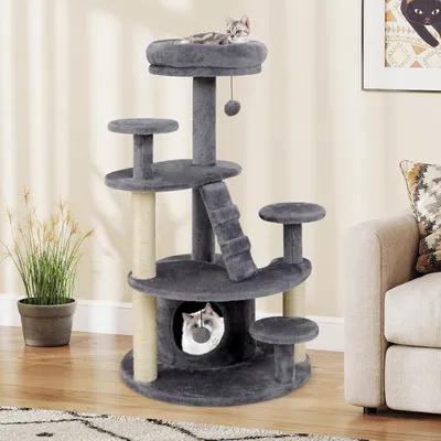 GIANTEX Arbre a Chat à Plusieurs Niveaux avec Surface en Peluche GIANTEX Arbre a Chat à Plusieurs Niveaux avec Surface en Peluche