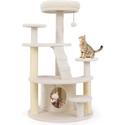 GIANTEX Arbre a Chat à Plusieurs Niveaux avec Surface en Peluche