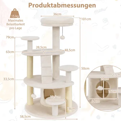 GIANTEX Mehrstöckiger Kratzbaum Mit Plüschoberfläche GIANTEX Mehrstöckiger Kratzbaum Mit Plüschoberfläche