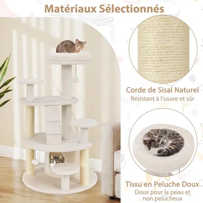 GIANTEX Arbre a Chat à Plusieurs Niveaux avec Surface en Peluche