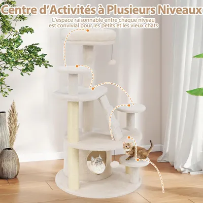 GIANTEX Arbre a Chat à Plusieurs Niveaux avec Surface en Peluche