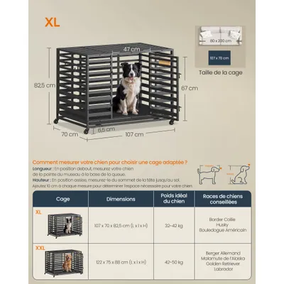 Feandrea Cage pour Chien Robuste, Niche Extensible