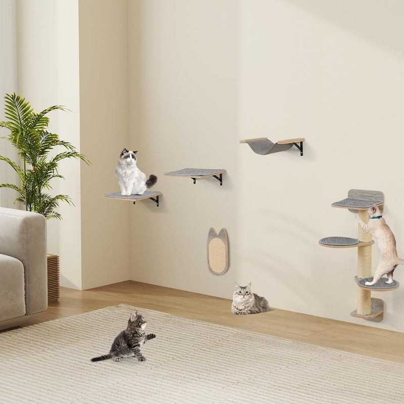GIANTEX Arbre à Chat Mural avec 4 Niveaux Griffoir en Sisal