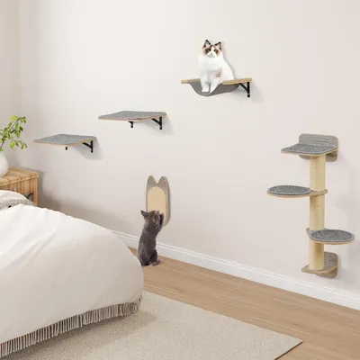 GIANTEX Arbre à Chat Mural avec 4 Niveaux Griffoir en Sisal