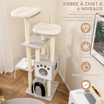 GIANTEX Arbre a Chat avec Arche Auto-Toilettage