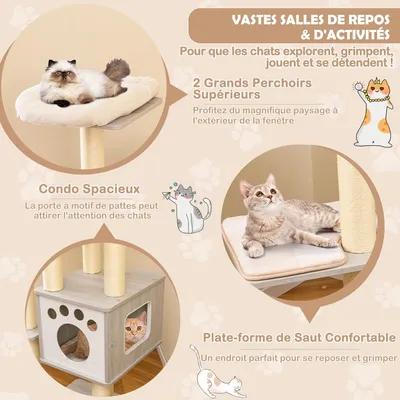GIANTEX Arbre a Chat avec Arche Auto-Toilettage