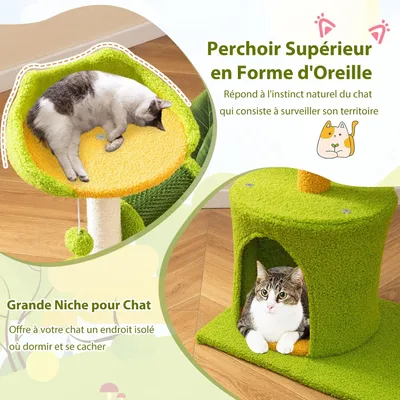 GIANTEX Arbre à Chat avec Feuilles Artificielles et Condo